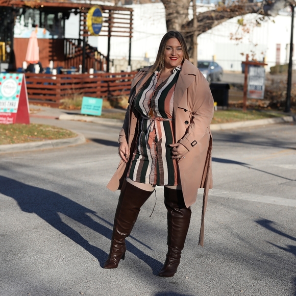 Stripe Me Down in this Plus Size Striped button down dress, Fall Fashion - Picture 6 of 8